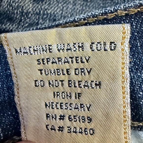 7 For All Mankind Low Rise Flare Denim Jeans Womens 26 Blue Distressed Retro Y2K - Picture 13 of 13